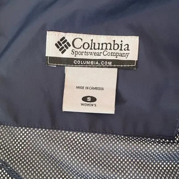 Columbia Omni Tech Navy and White Windbreaker Jacket Sz Small     - Picture 9 of 12